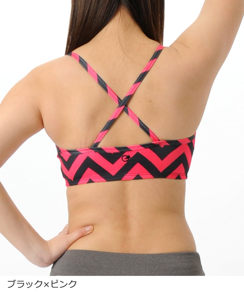 【シミ有り】 【0114】総柄 スポーツブラ フィットネスウェア OM-I011T G-FIT ジーフィット Mサイズ ピンク アウトレット