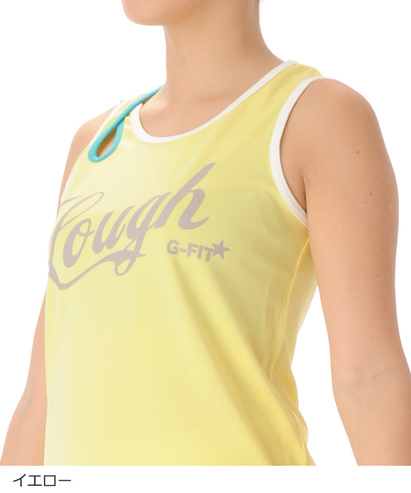 【シワ有り】 【0151】デザインタンク フィットネスウェア OM-C977TT Lサイズ イエロー G-FIT ジーフィット アウトレット