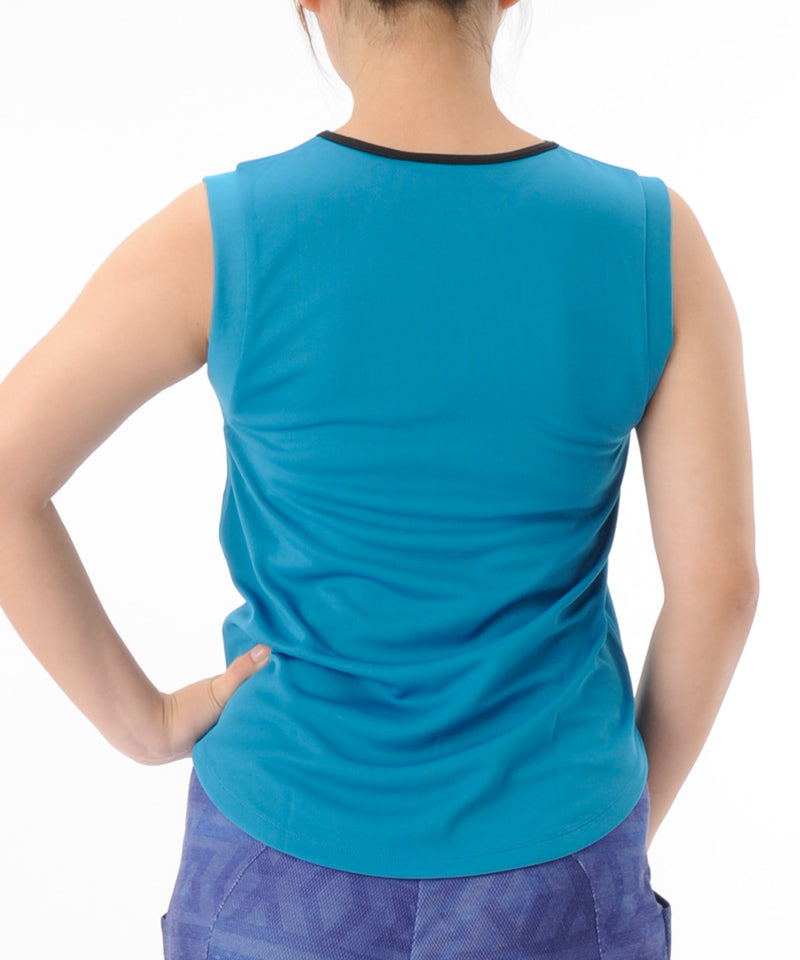 【シワ有り】 【0146】タンクトップ フィットネスウェア OM-C973TT Lサイズ ターコイズブルー G-FIT ジーフィット アウトレット