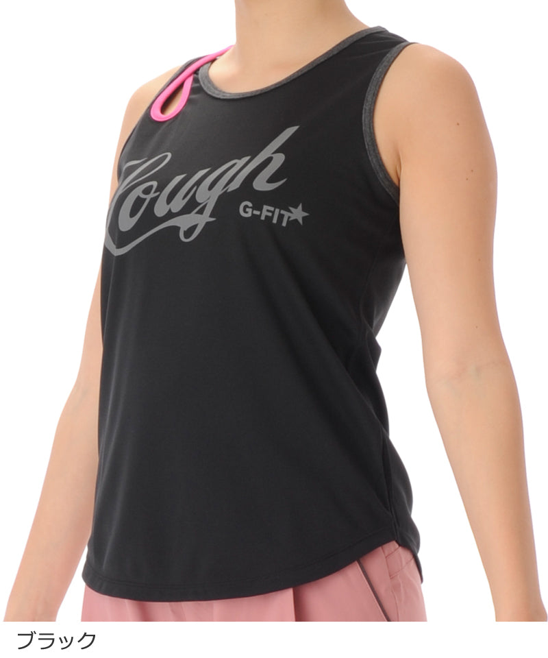 【シワ有り】 【0154】デザインタンク フィットネスウェア OM-C977TT Mサイズ ブラック G-FIT ジーフィット アウトレット