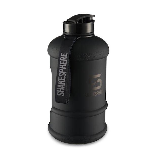 1.3L ShakeSphere Hydration Jug Matte Black/Black Logo - ShakeSphere