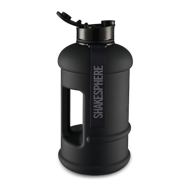 1.3L ShakeSphere Hydration Jug Matte Black/Black Logo - ShakeSphere