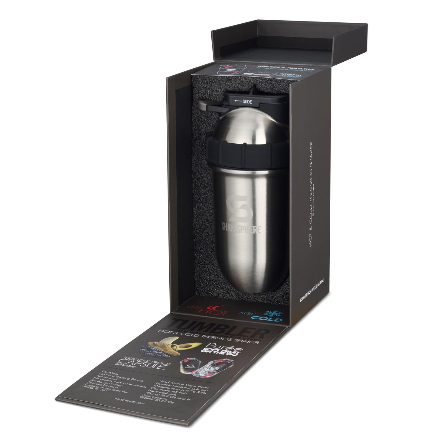 ShakeSpher プロテインシェイカーボトル 700ml タンブラー ダブルウォール スチール