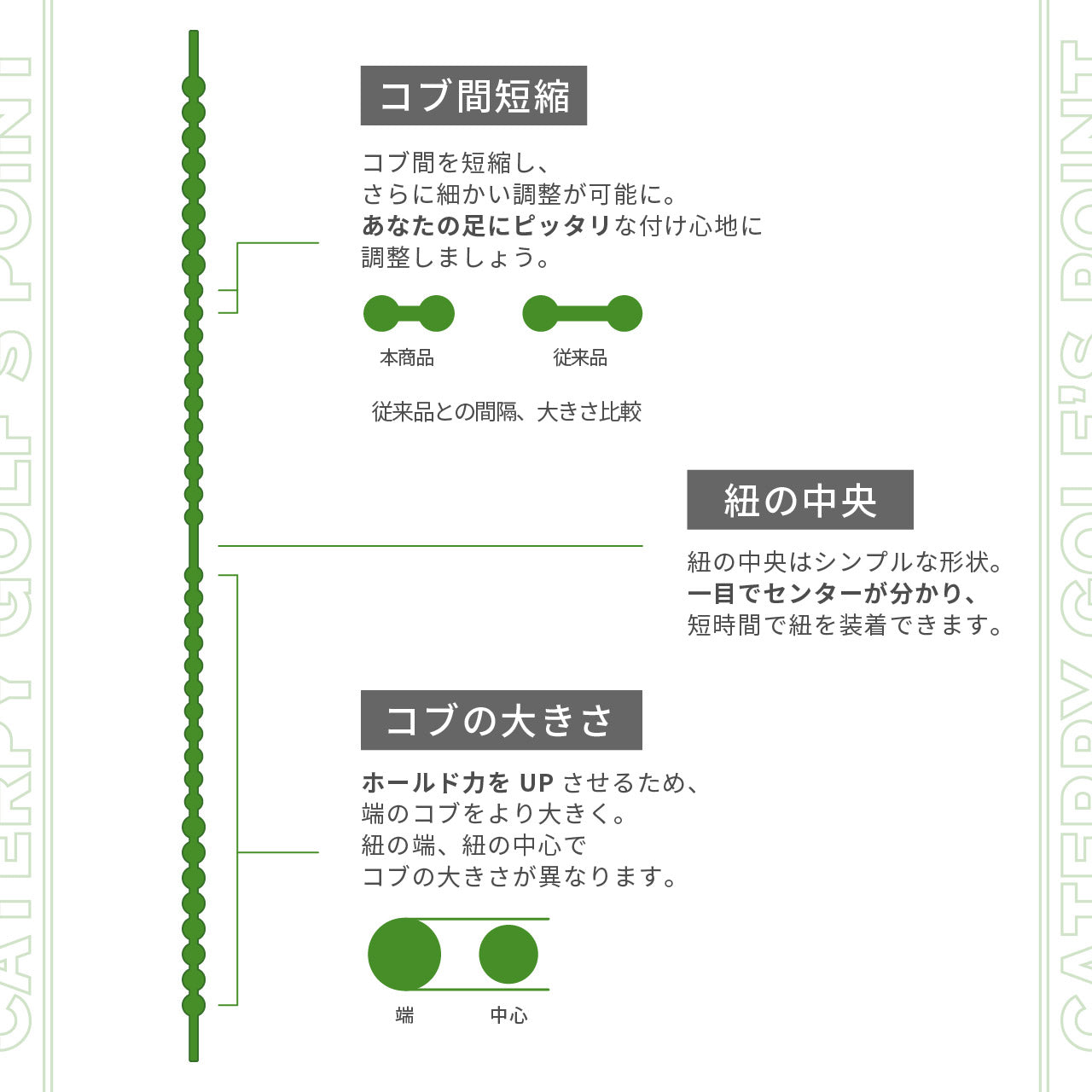 ゴルフ向けの結ばない靴紐 CATERPY GOLF キャタピー ゴルフ