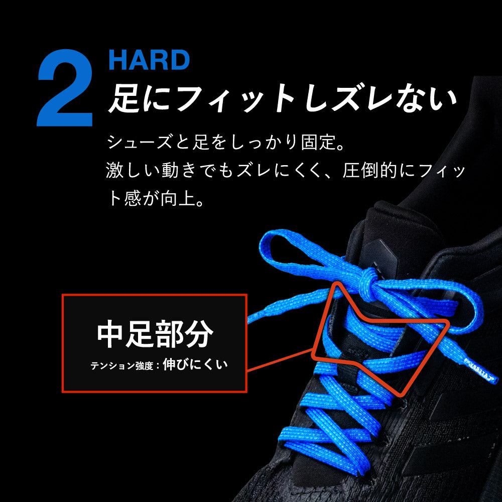 伸縮率の異なる靴ひもが生むパフォーマンスアップ MAGICLACE 2.0 マジックレース 2.0