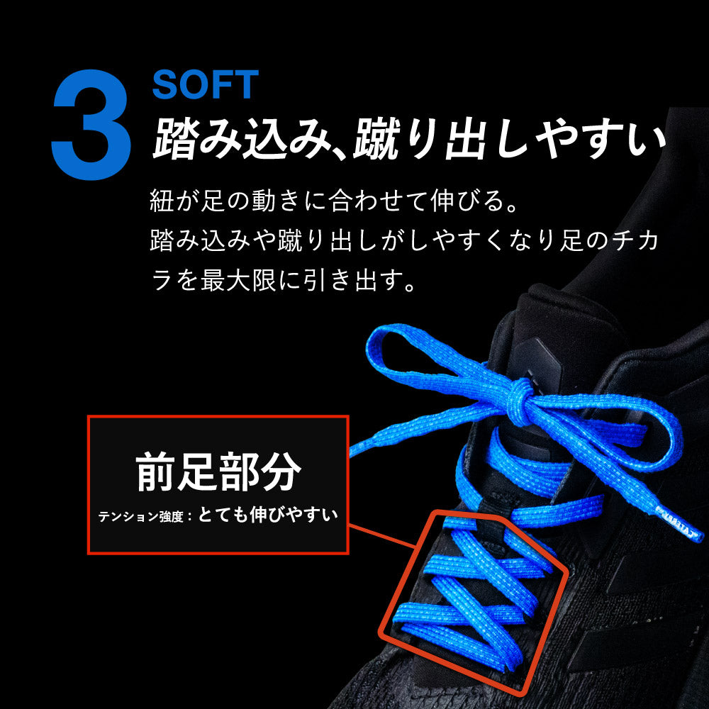 伸縮率の異なる靴ひもが生むパフォーマンスアップ MAGICLACE 2.0 マジックレース 2.0