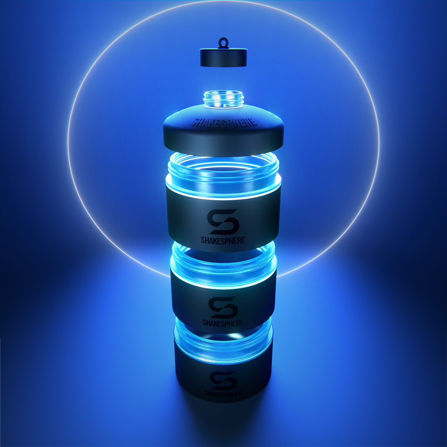 ShakeSphere プロテインパウダー スタッカブルストレージ コンテイナー85g 3オンス シアンブルー