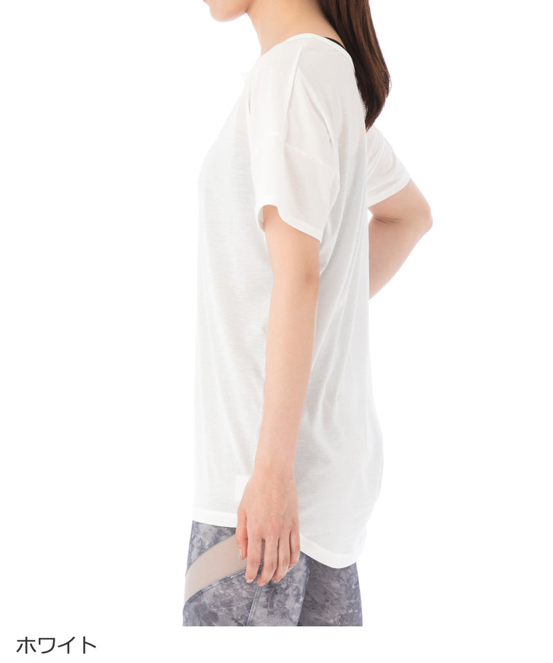 【シワ有り】【0316】Tシャツ  ヨガウェア RS-C389TS RealStone  リアルストーン Mサイズ ホワイト アウトレット