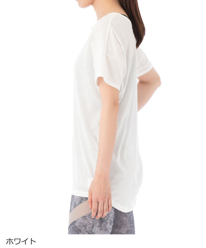 【シワ有り】【0316】Tシャツ  ヨガウェア RS-C389TS RealStone  リアルストーン Mサイズ ホワイト アウトレット