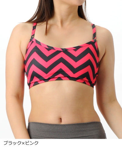 【シミ有り】 【0114】総柄 スポーツブラ フィットネスウェア OM-I011T G-FIT ジーフィット Mサイズ ピンク アウトレット