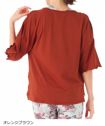 【シワ有り】 【0012】Tシャツ  ヨガウェア RS-L460T RealStone  リアルストーン Lサイズ オレンジブラウン アウトレット