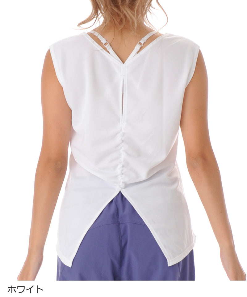 【シワ有り】 【0153】タンクトップ フィットネスウェア OS-C011TT Lサイズ ホワイト ジーフィット アウトレット