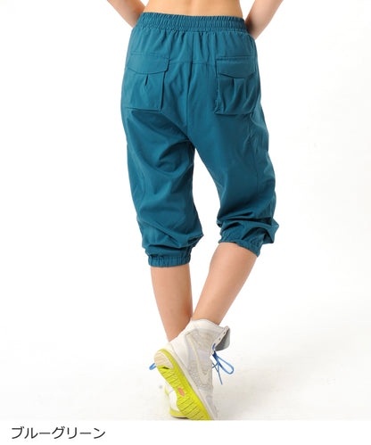 【シワ有り】【0250】エアパンZERO サルエルカプリパンツ フィットネスウェア GZ-N003PP G-FIT ジーフィット Sサイズ ブルーグリーン アウトレット