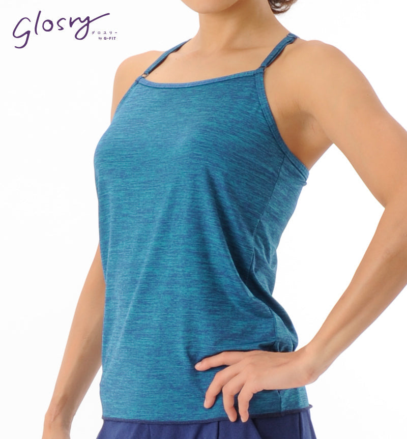 【シワ有り】【0213】glosry キャミトップ GF-I053T(G-FIT) Mサイズ ブルーグリーン アウトレット