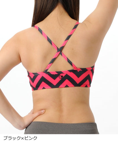 【シミ有り】 【0114】総柄 スポーツブラ フィットネスウェア OM-I011T G-FIT ジーフィット Mサイズ ピンク アウトレット