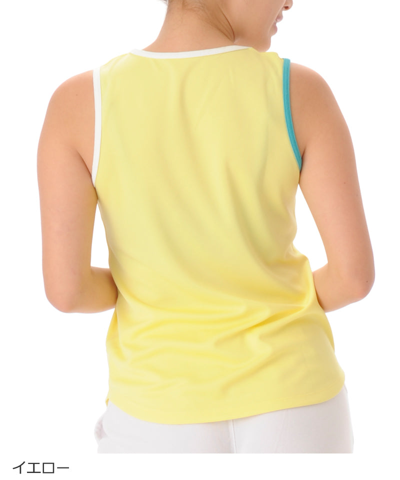 【シワ有り】 【0151】デザインタンク フィットネスウェア OM-C977TT Lサイズ イエロー G-FIT ジーフィット アウトレット