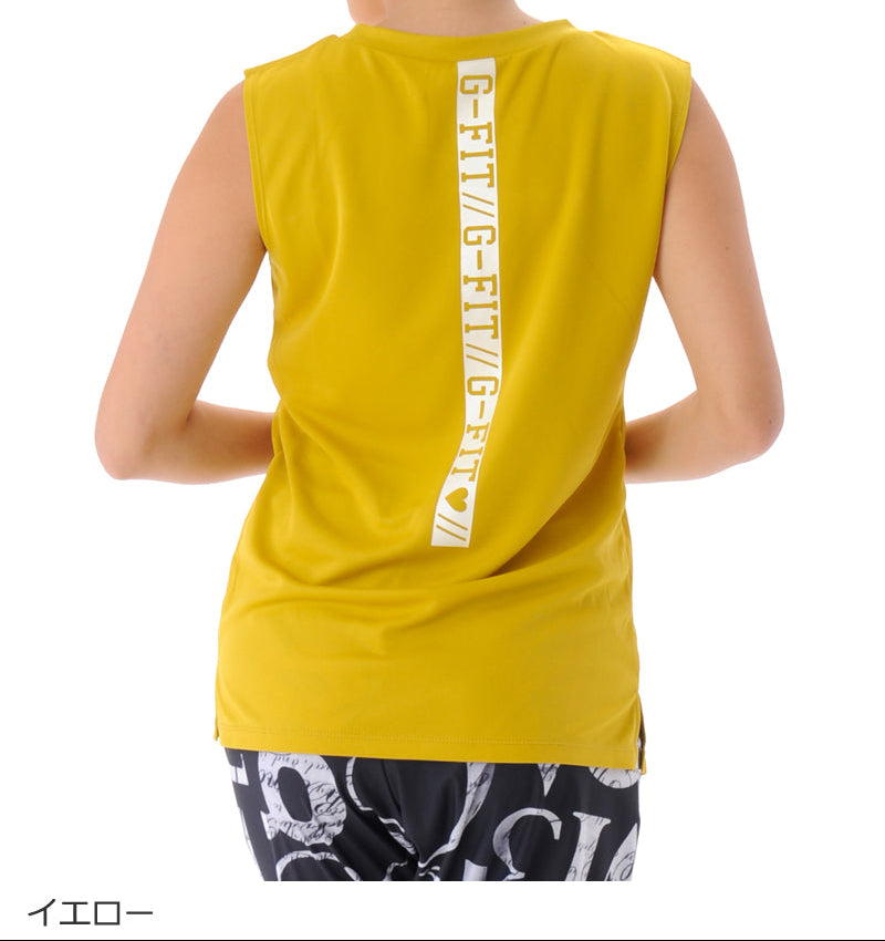 【シワ有り】 【0128】タンクトップ フィットネスウェア OR-C006TT Lサイズ イエロー G-FIT ジーフィット アウトレット