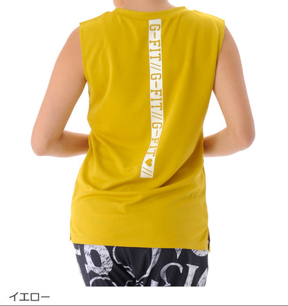 【シワ有り】 【0128】タンクトップ フィットネスウェア OR-C006TT Lサイズ イエロー G-FIT ジーフィット アウトレット