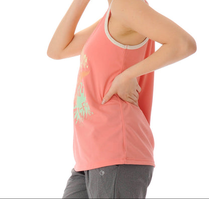 【シワ有り】 【0129】プリント タンクトップ フィットネスウェア OM-C908TT Lサイズ ピンク G-FIT ジーフィット アウトレット