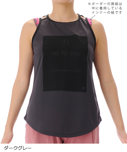 【シワ有り】【0166】タンクトップ フィットネスウェア OM-C990TT G-FIT ジーフィット Mサイズ ダークグレー アウトレット