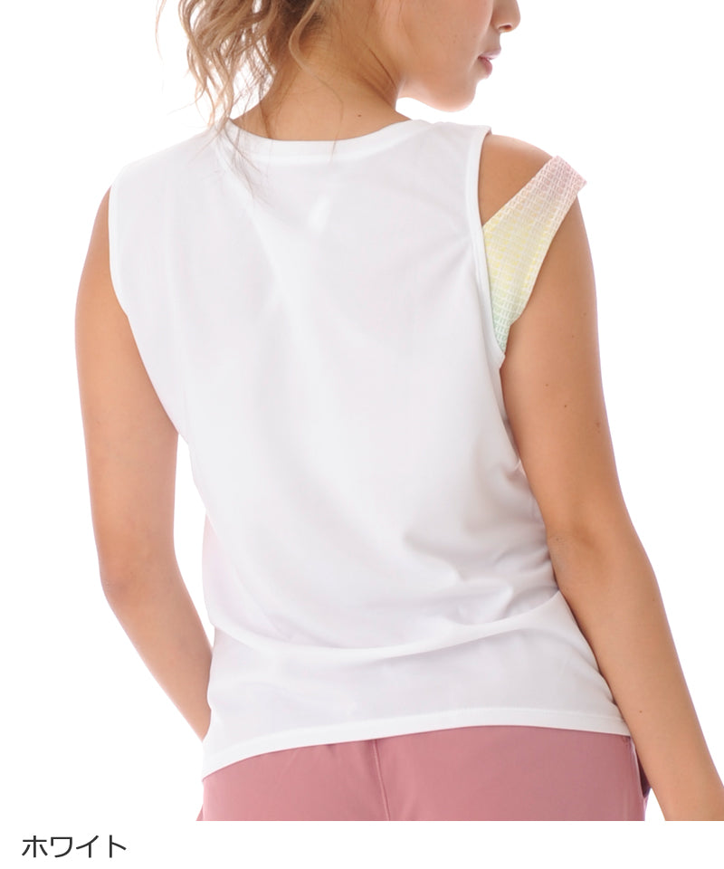 【シワ有り】【0177】タンクトップ フィットネスウェア OS-C010TT G-FIT VISTA ジーフィット Mサイズ ホワイト アウトレット