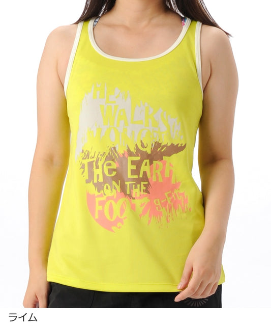 【シワ有り】 【0145】プリント タンクトップ フィットネスウェア OM-C908TT Lサイズ ライム G-FIT ジーフィット アウトレット
