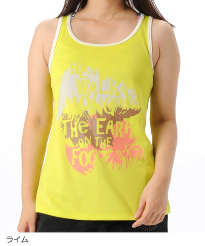 【シワ有り】 【0056】プリント タンクトップ フィットネスウェア OM-C908TT G-FIT ジーフィット Lサイズ ライム アウトレット