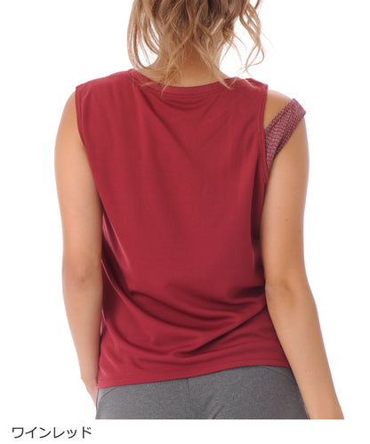 【シワ有り】 【0139】タンクトップ フィットネスウェア OS-C010TT Lサイズ ワインレッド G-FIT VISTA ジーフィット アウトレット