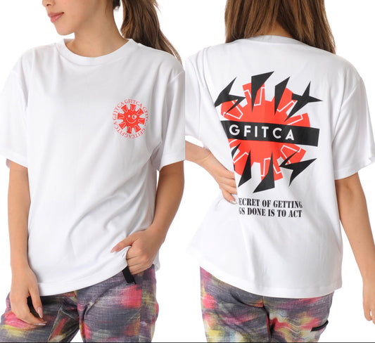 【シワ有り】【0275】デザインTシャツ フィットネスウェア GA-C604TS G-FIT ジーフィット Mサイズ ホワイト アウトレット