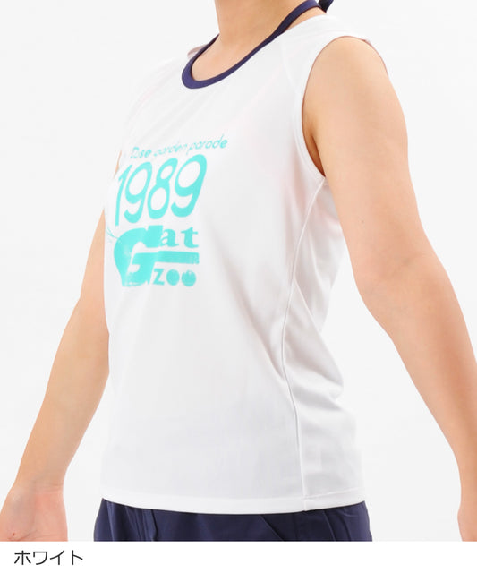 【シミ有り】 【0155】プリント タンクトップ フィットネスウェア OM-C954TT Lサイズ ホワイト G-FIT ジーフィット アウトレット