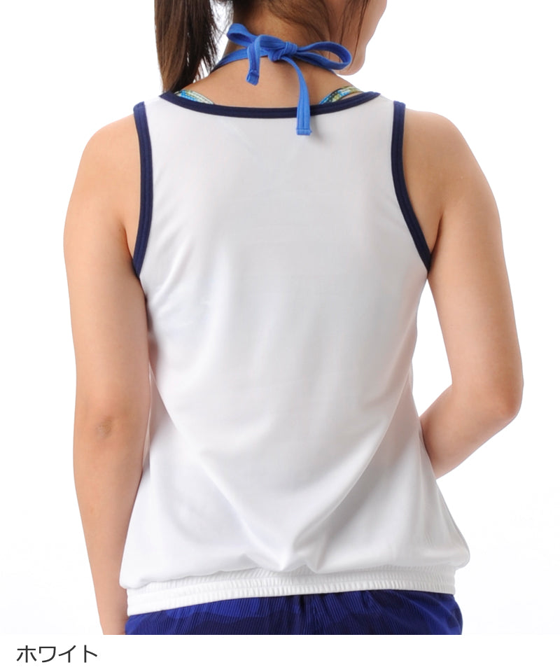 【シワ有り】【0167】デザイン タンクトップ フィットネスウェア OM-C897TT G-FIT ジーフィット Mサイズ ホワイト アウトレット