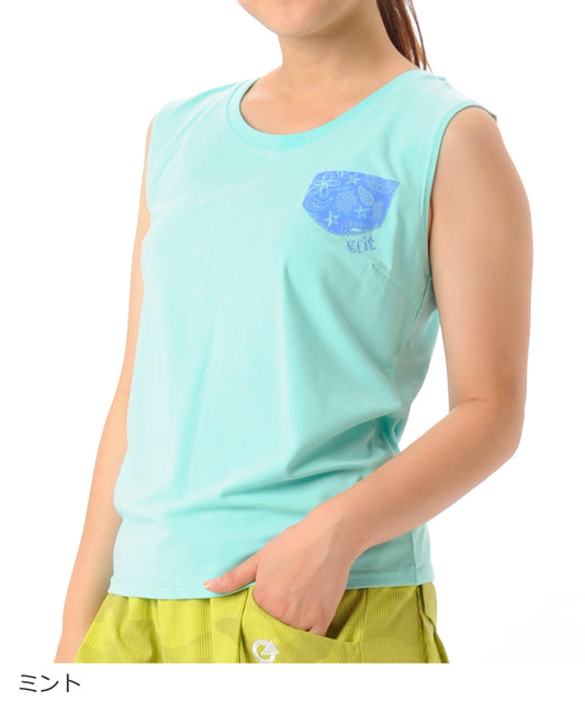 【シワ有り】 【0124】ポケットプリント タンクトップ フィットネスウェア OM-C875TT Lサイズ グリーン G-FIT ジーフィット アウトレット