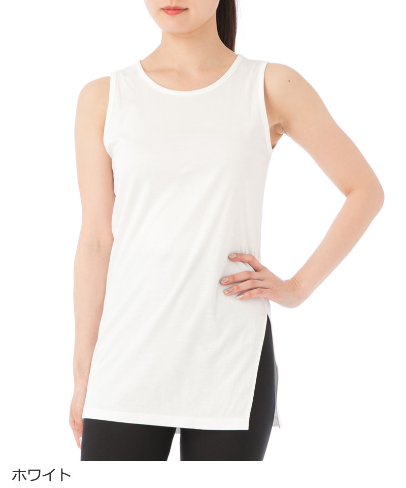 【シワ有り】 【0038】ロングタンクトップ  ヨガウェア RW-C013TT RealStone  リアルストーン Mサイズ ホワイト アウトレット