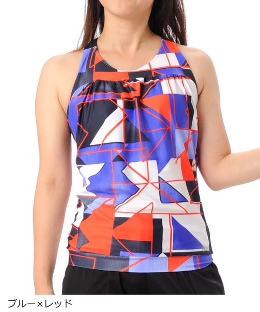 【シミ有り】【0210】タンクトップ フィットネスウェア GA-L443T G-FIT ジーフィット Lサイズ ブルー×レッド アウトレット