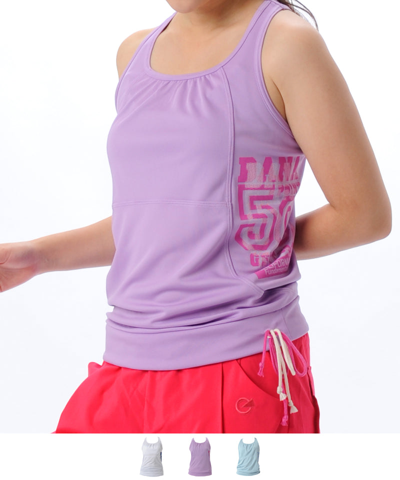 【シワ有り】 【0076】サイド紐 タンクトップ フィットネスウェア OM-C925TT G-FIT ジーフィット Mサイズ ラベンダー アウトレット