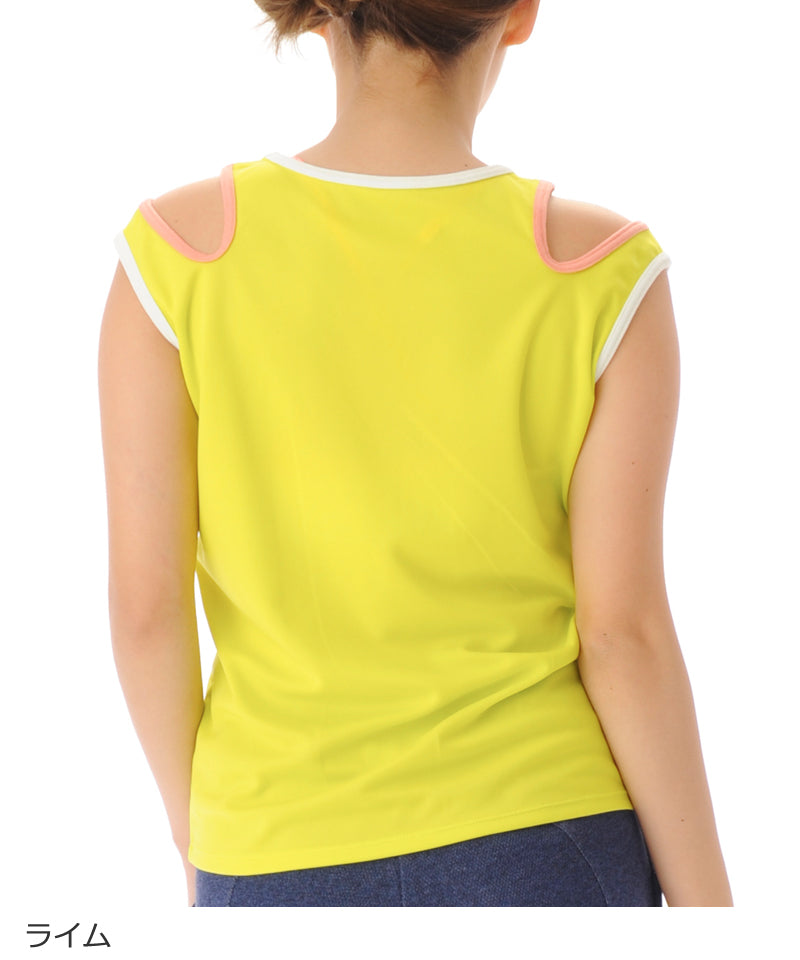 【シワ有り】 【0152】タンクトップ フィットネスウェア OM-C994TT Mサイズ ライム G-FIT ジーフィット アウトレット