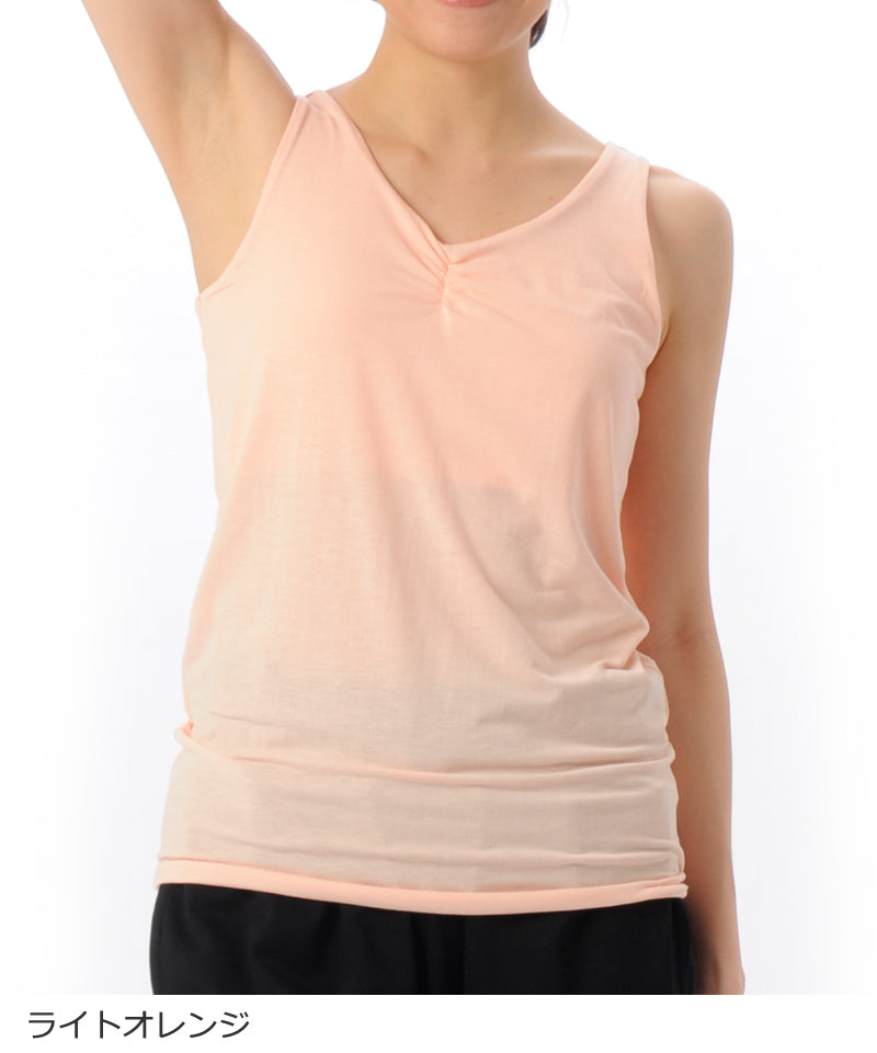 【シワ有り】 【0086】フィットタンクトップ  ヨガウェア RS-C310T RealStone  リアルストーン Mサイズ ライトオレンジ アウトレット