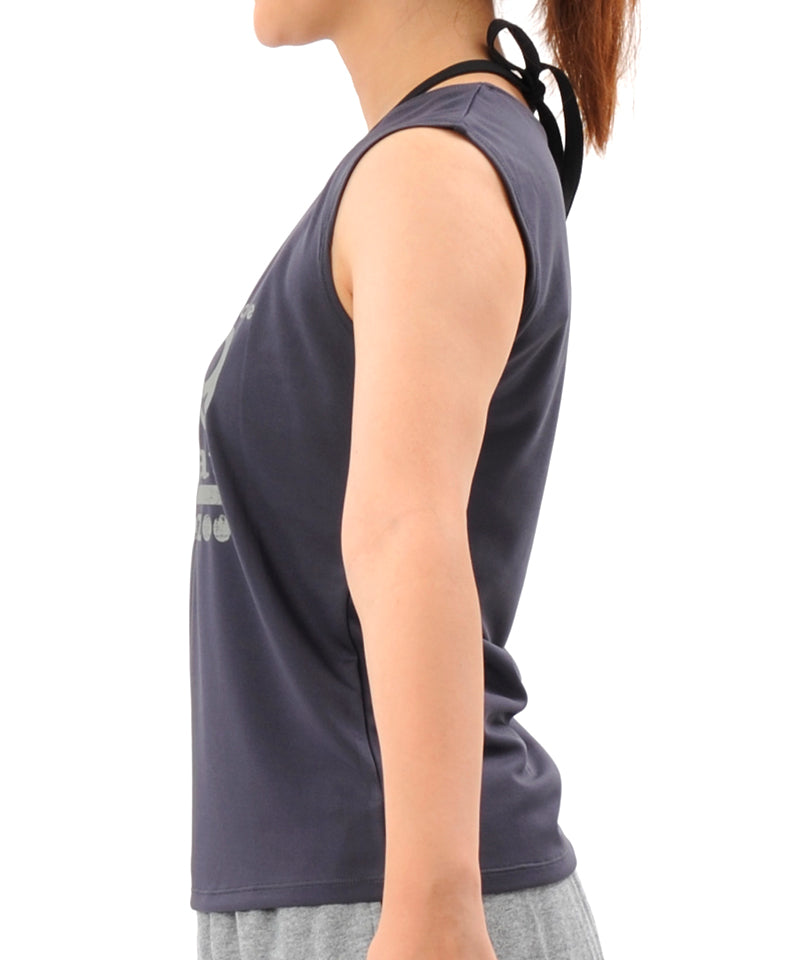 【シワ有り】 【0057】プリント タンクトップ フィットネスウェア OM-C954TT G-FIT ジーフィット Lサイズ ダークグレー アウトレット