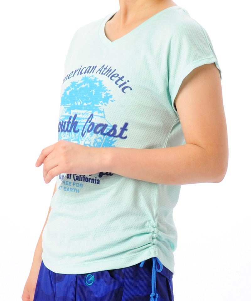 【キズ有り】【0313】シャーリング Tシャツ フィットネスウェア OM-C861TS G-FIT ジーフィット Lサイズ ミント アウトレット