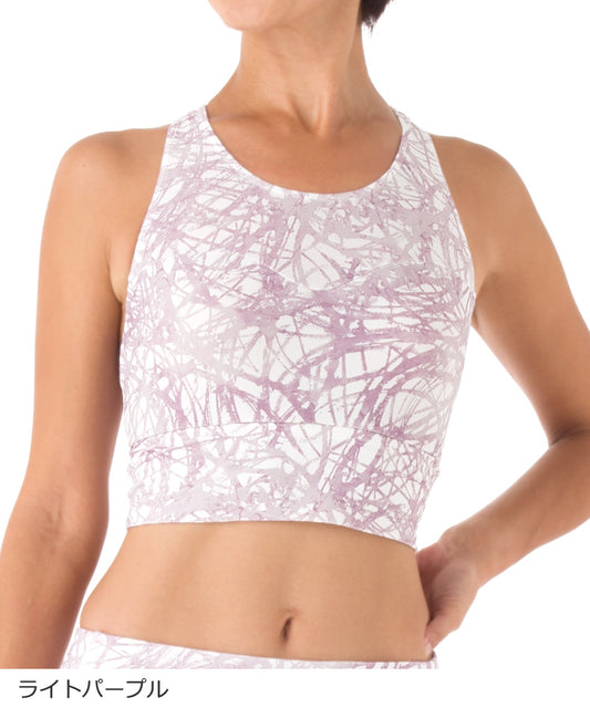 【シワ有り】 【0103】Pullush ミディアムトップ  ヨガウェア RS-L466T RealStone  リアルストーン Mサイズ ライトパープル アウトレット
