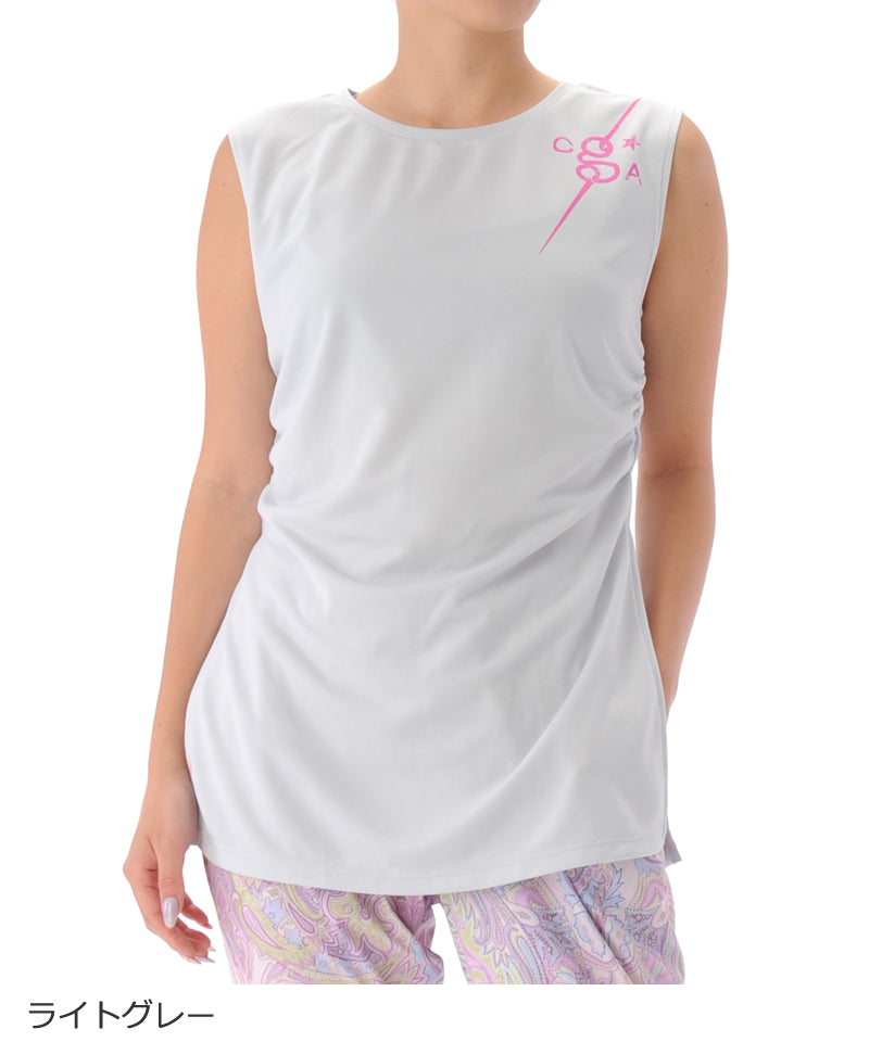 【シワ有り】 【0074】タンクトップ フィットネスウェア OR-C009TT G-FIT ジーフィット Mサイズ ライトグレー アウトレット