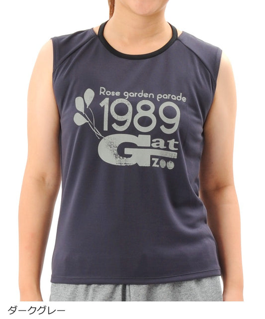 【シワ有り】 【0057】プリント タンクトップ フィットネスウェア OM-C954TT G-FIT ジーフィット Lサイズ ダークグレー アウトレット