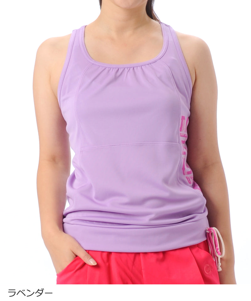 【シワ有り】 【0076】サイド紐 タンクトップ フィットネスウェア OM-C925TT G-FIT ジーフィット Mサイズ ラベンダー アウトレット