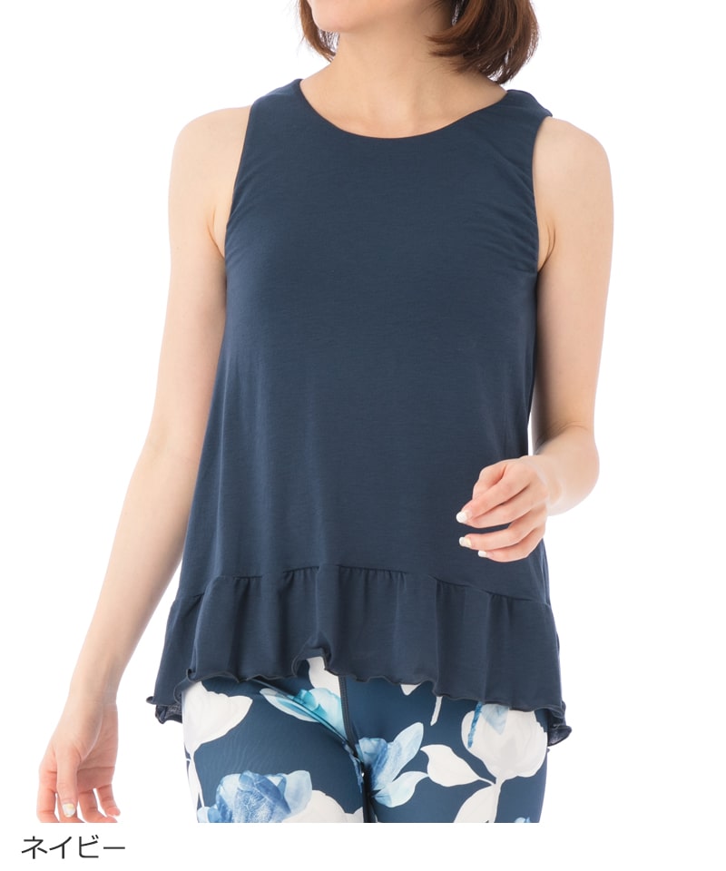 【シワ有り】 【0044】タンクトップ  ヨガウェア RS-C396TT RealStone リアルストーン Lサイズ ネイビー アウトレット