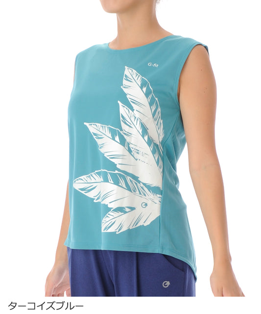 【シワ有り】 【0098】タンクトップ フィットネスウェア OS-C011TT ジーフィット Lサイズ ターコイズブルー アウトレット