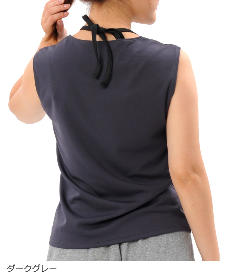 【シワ有り】 【0057】プリント タンクトップ フィットネスウェア OM-C954TT G-FIT ジーフィット Lサイズ ダークグレー アウトレット