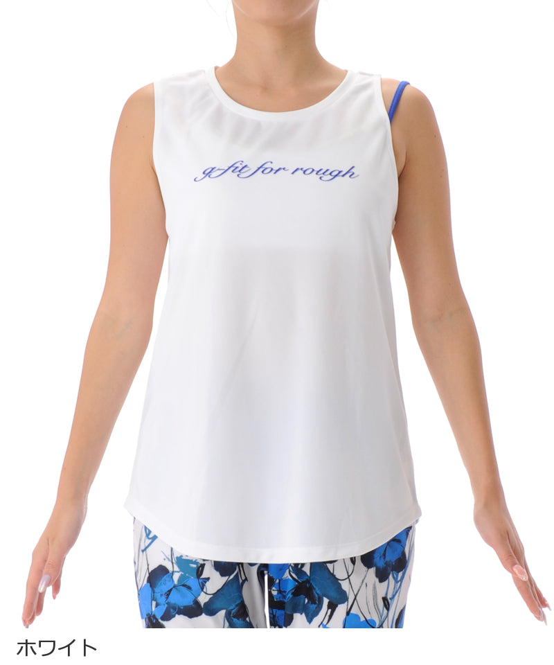 【シワ有り】 【0147】タンクトップ フィットネスウェア OR-C013TT Lサイズ ホワイト G-FIT ジーフィット アウトレット