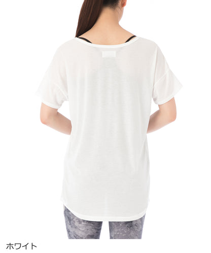 【シワ有り】【0316】Tシャツ  ヨガウェア RS-C389TS RealStone  リアルストーン Mサイズ ホワイト アウトレット