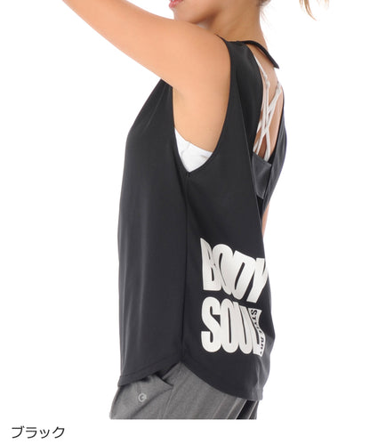 【シワ有り】 【0063】バックオープン タンクトップ フィットネスウェア OS-C004TT G-FIT VISTA ジーフィット Lサイズ ブラック アウトレット