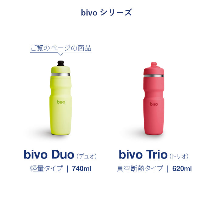傾けるだけで素早く給水 Bivo Duo 740ml 軽量 ボトル（10色展開）
